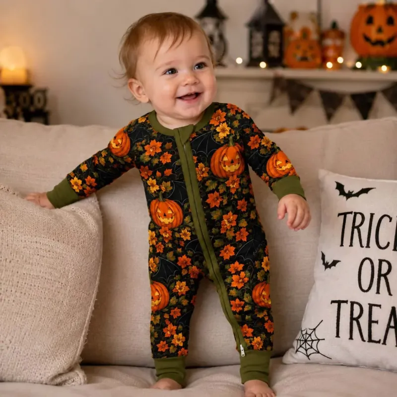 Autumn Pumpkin Bloom Green Bamboo Convertible Zippy