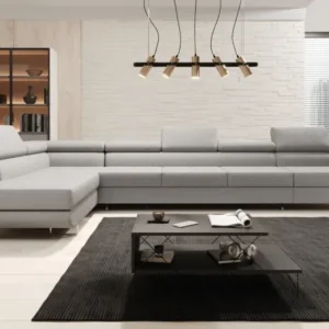 Designer Ecksofa Maxi mit Schlaf - und Klappfunktion in Bouclé