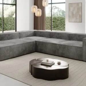 Designer Ecksofa Lesley mit langer Ottomane in Cord