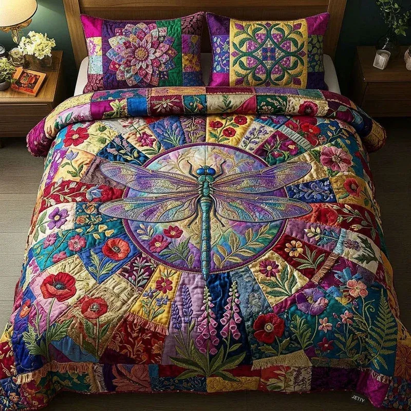 Boho Tapestry Dragonfly Bamboo Quilt Bedding Set