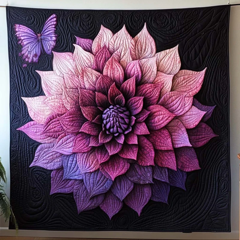 Butterfly Purple Bloom Bamboo Quilt Blanket