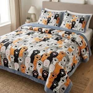 Cat Paw Bamboo Quilt Bedding Set