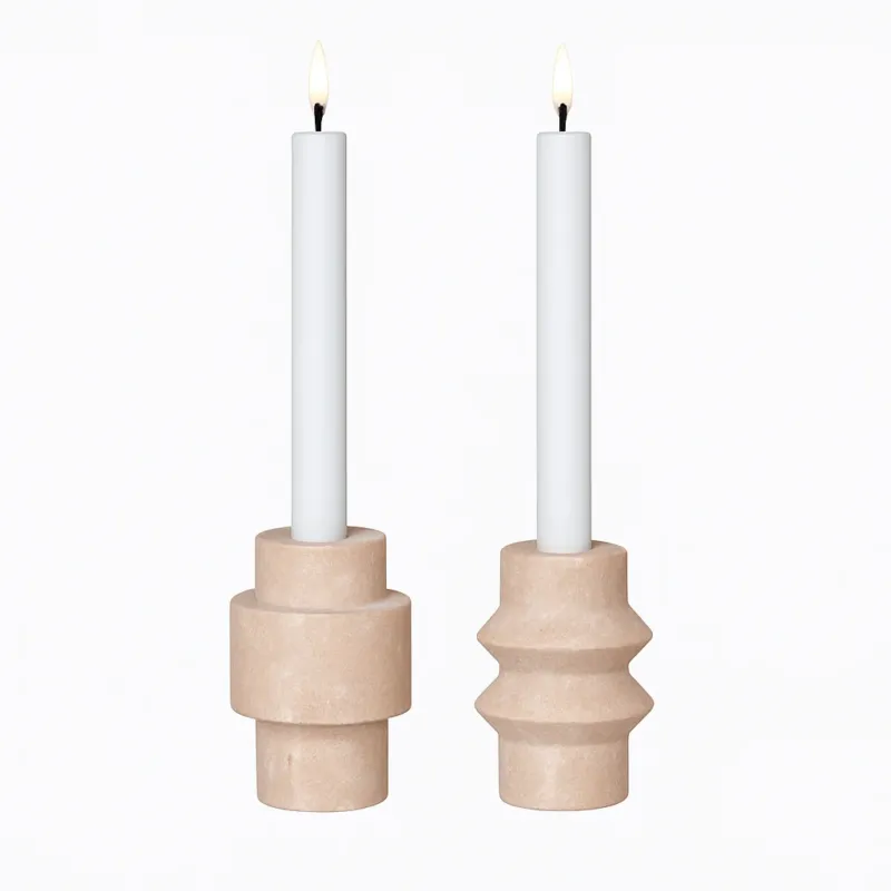 Kerzenhalter-Set "Traverno Duo" – Naturstein-Design aus Travertin