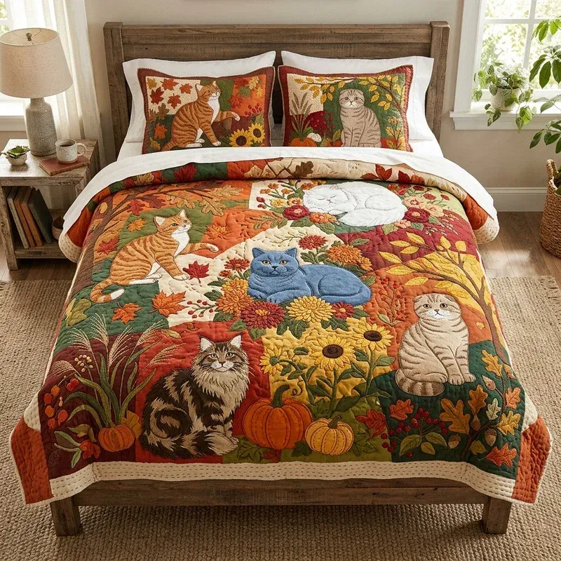 Cinnamon Harvest Purr Bamboo Quilt Bedding Set
