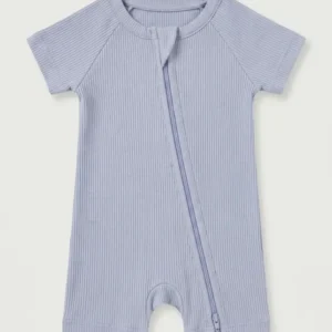 Light Fog Ribbed Bamboo Shorty Zippy