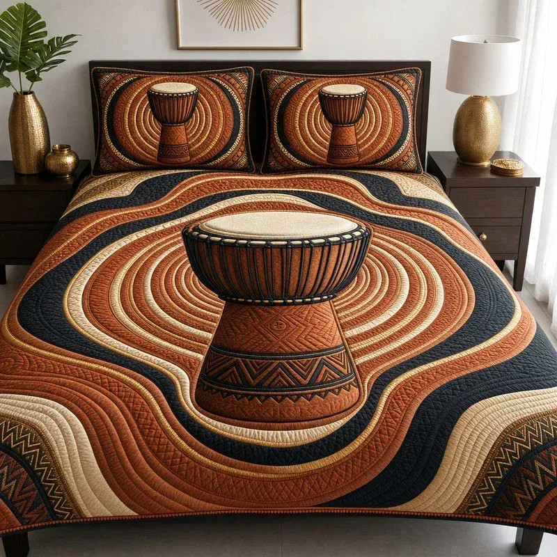 Djembe Resonance Bamboo Quilt Bedding Set