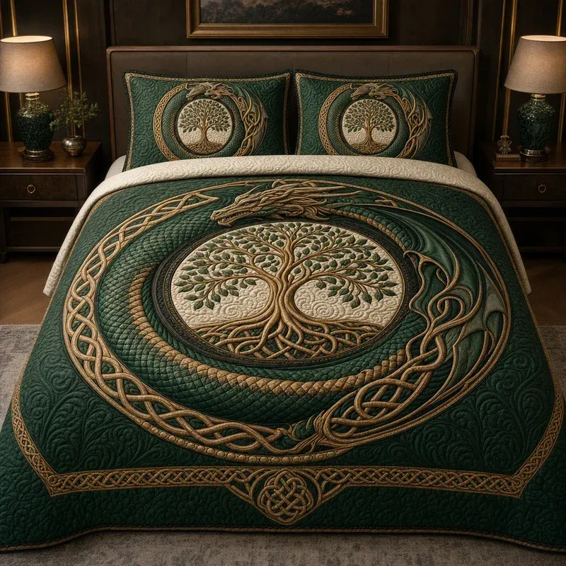 Dragon Celtic Tree Bamboo Quilt Bedding Set