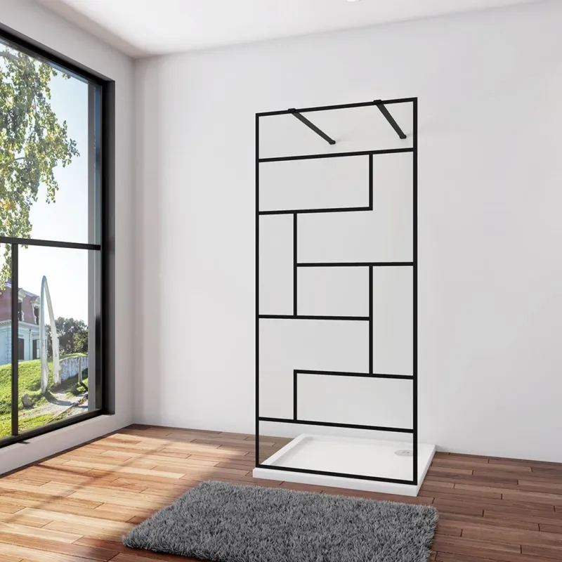 Walk In Duschwand Dusche 87.7 cm 8mm NANO Glas Stabistange 140 cm Duschhaus