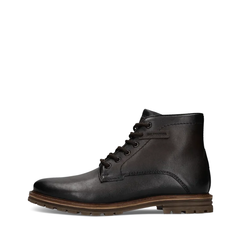 Dunkelbraune Herren-Schnürstiefel aus Leder