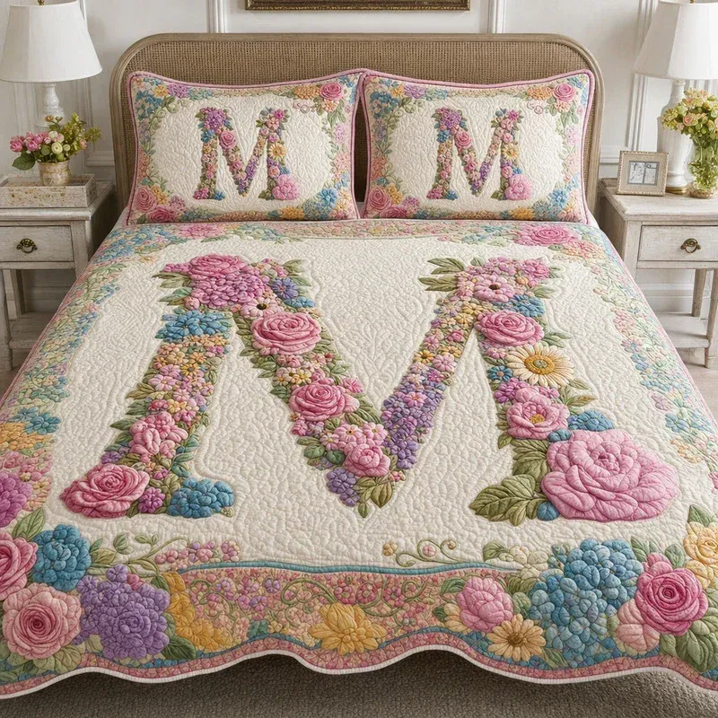 Flower Signature Bamboo Quilt Bedding Set