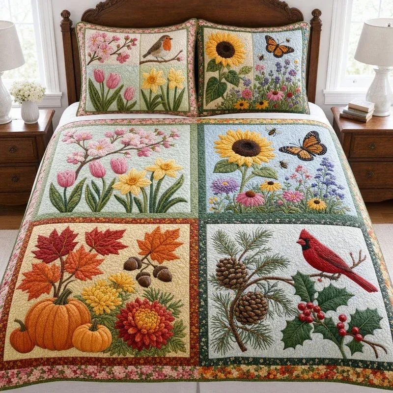 Forest Seasons Bamboo Quilt Bedding Set