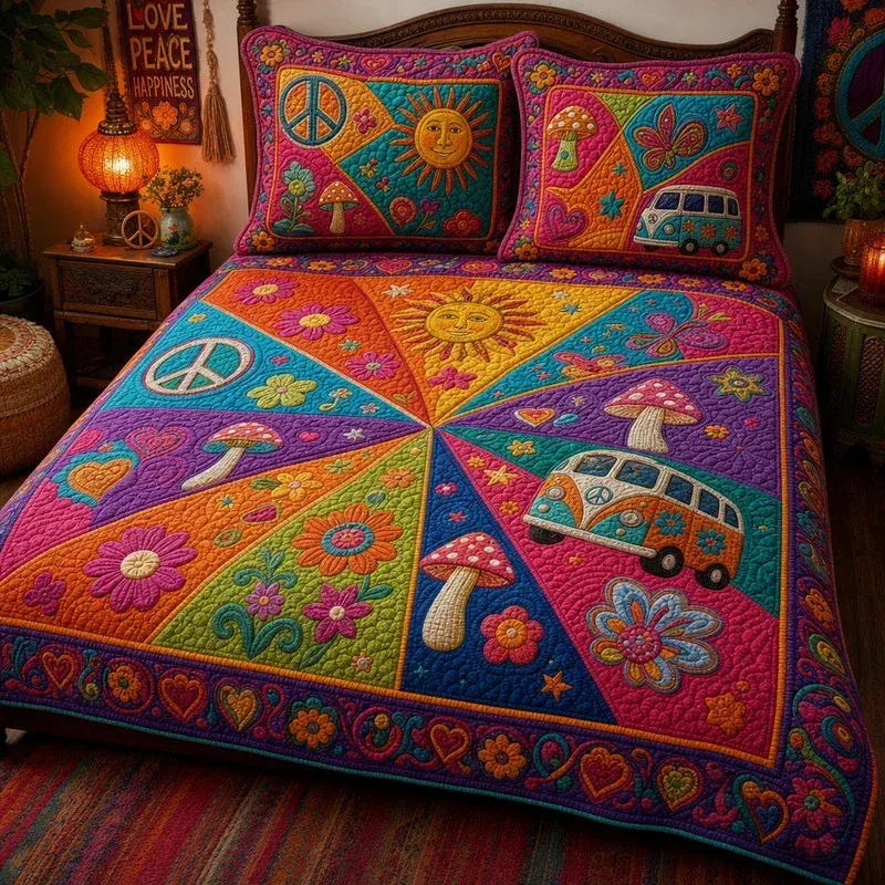 Geometric Hippie Bamboo Quilt Bedding Set