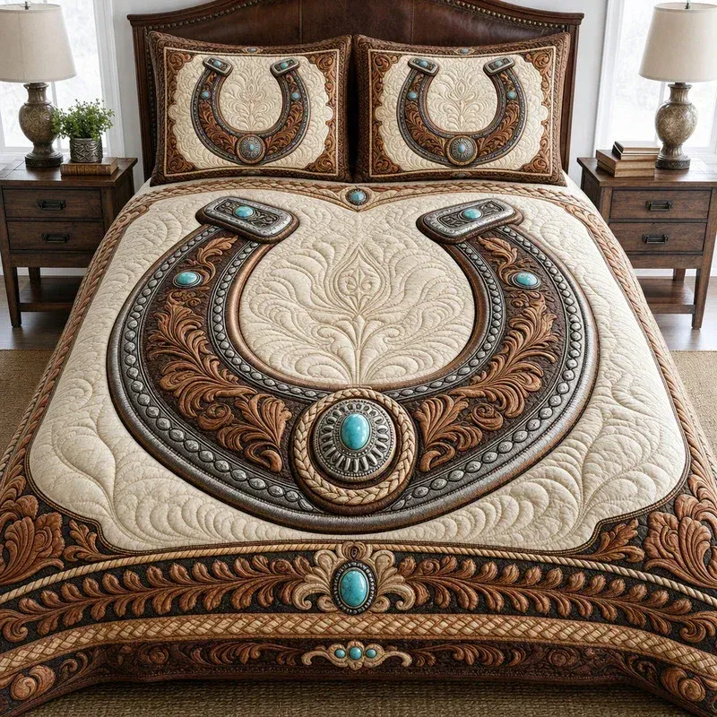Giant Horseshoe Bamboo Quilt Bedding Set