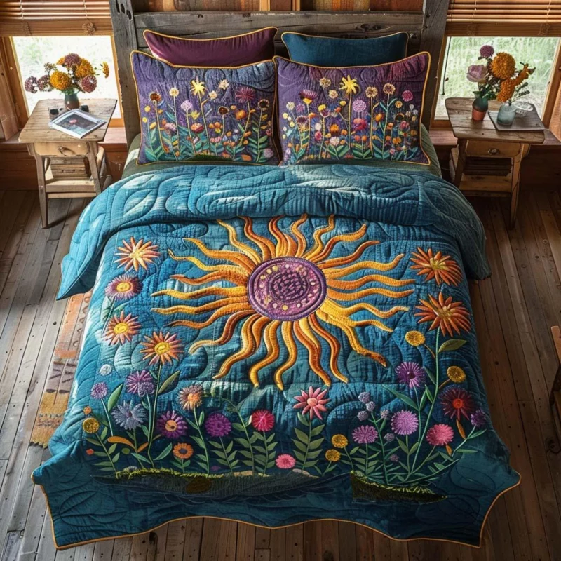 Golden Open Fields Bamboo Quilt Bedding Set