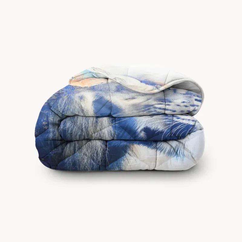 HappyBed Double Exposure dekbed met leeuw en berglandschap, comfortabel en hypoallergeen voor elk seizoen