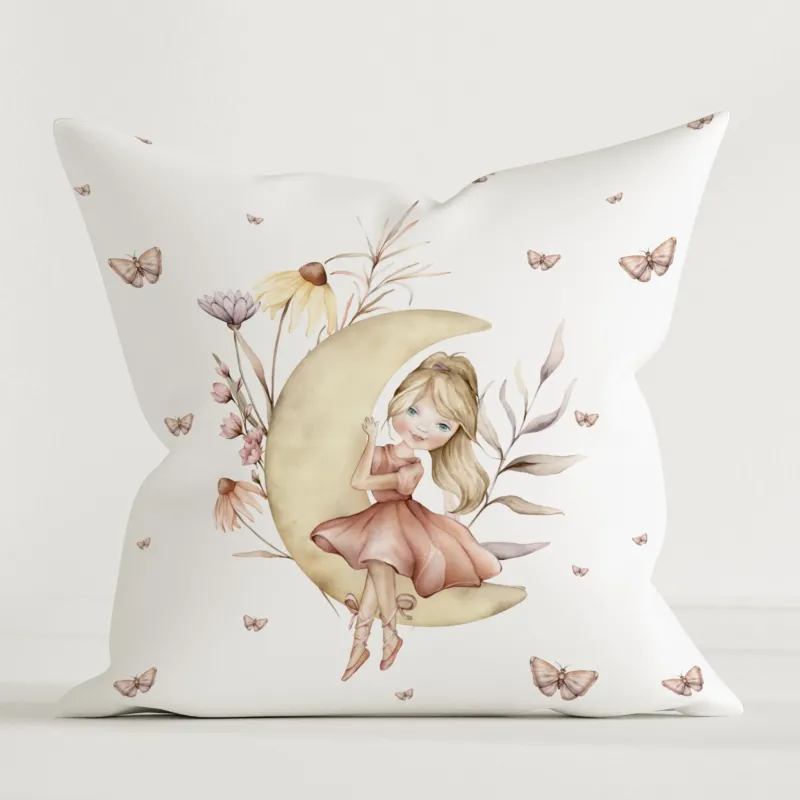 HELDENA Kinder Dekokissen „Sweet Ballerina" mit Ballerina-Motiv, 40 × 40 cm aus Baumwolle