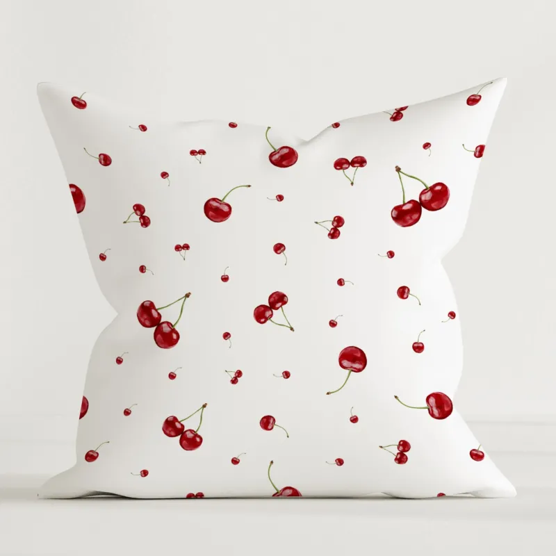 LESLIS Kinder Dekokissen „Kirschen“ – Sommer-Motiv, 40 × 40 cm