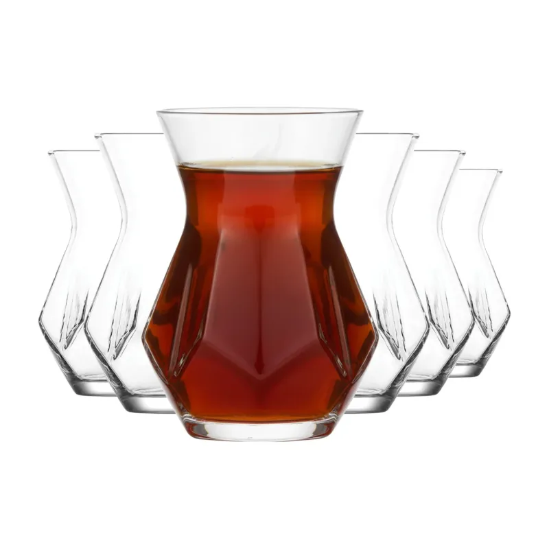 HELDENA Türkisches Teeservice 165 ml – 12-teilig mit Untertassen auf weißem Hintergrund