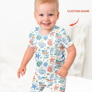Coastal God Says I Am Custom Name Bamboo Two Piece Short Sleeve Shorts Pajama Set