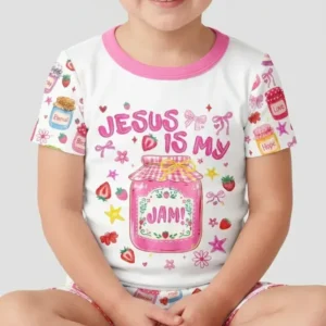 Preppy Summer Jesus Is My Jam Bamboo Two Piece Short Sleeve Shorts Pajama Set