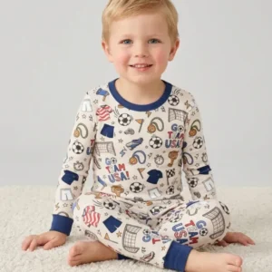 Soccer Go Team USA Bamboo Two Piece Long Sleeve Pajama Set