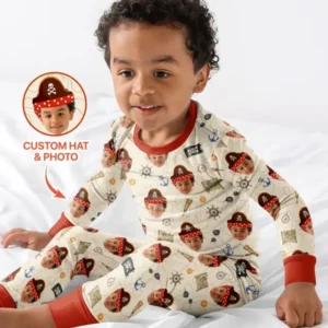 Custom Photo Treasure Map Adventures Family Matching Bamboo Two Piece Long Sleeve Pajama Set