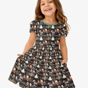 Cute Ghost Witchy Halloween Magic Library Bamboo Twirl Dress