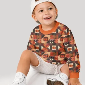 Vintage Pumpkin Patchwork Fall Bamboo Crewneck Sweatshirt