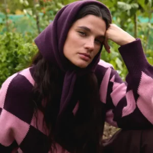 Merino Wool Triangle Scarf in Fig