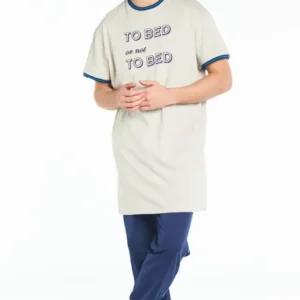 Chemise de nuit Maxi Tee-shirt Homme Bed or not to Bed Blanc et Ivoire 1