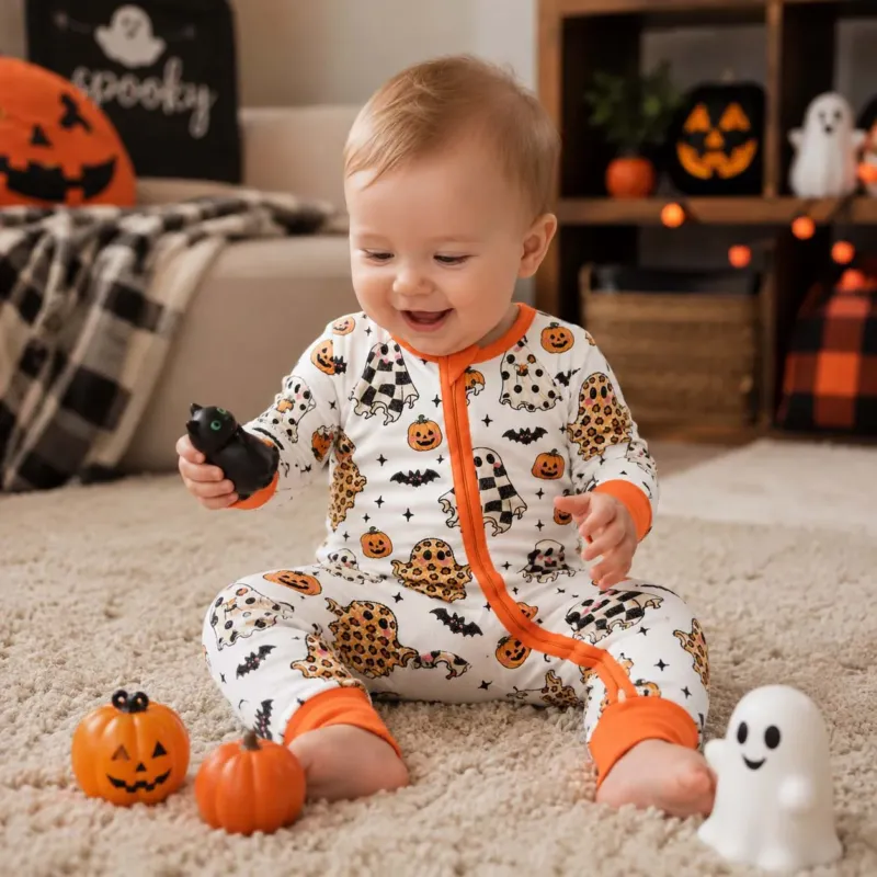 Patterned Ghost Halloween Bamboo Convertible Zippy