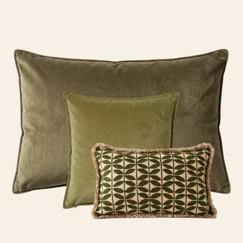 Kotabo sierkussenset Xenia – Set van 3 kussens – Olive Oasis & Perfect pistache