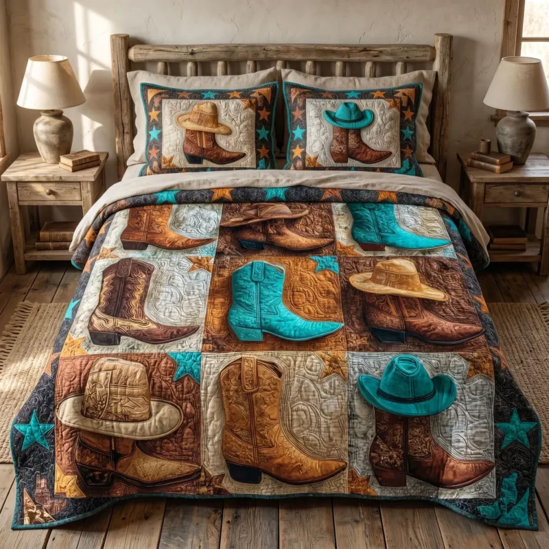 Rustic Cowboy Bamboo Quilt Bedding Set
