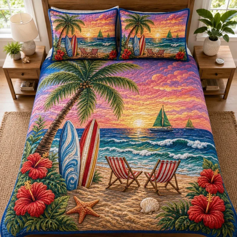 Seaside Moments Bamboo Quilt Bedding Set