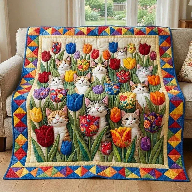 Secret Garden Cats Bamboo Quilt Blanket