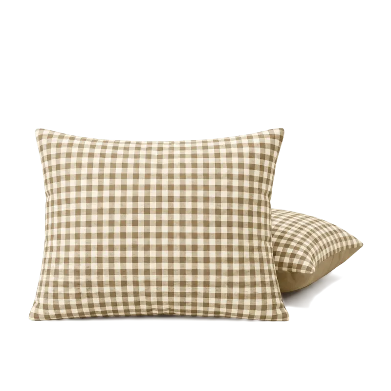 HappyBed Kussenslopen set van 2 in seersucker mocha stijl