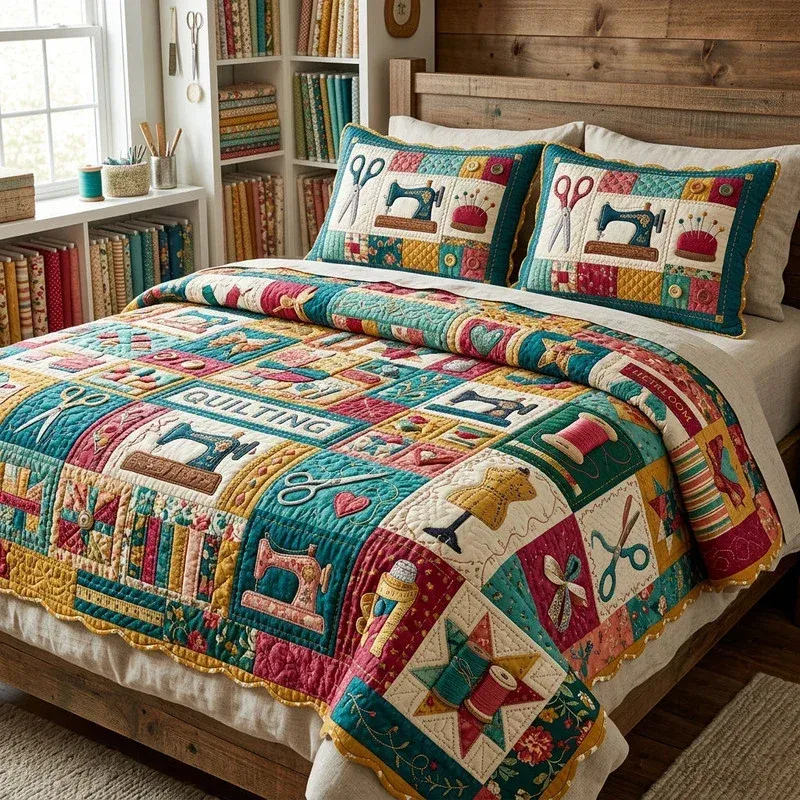 Sewing Almanac Bamboo Quilt Bedding Set
