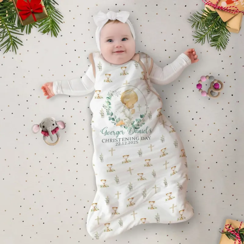 First Christening Day Custom Name Bamboo Sleep Bag