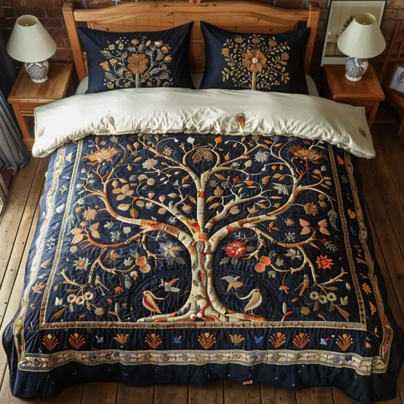Spiritual Growth Tree Bamboo Quilt Bedding Set