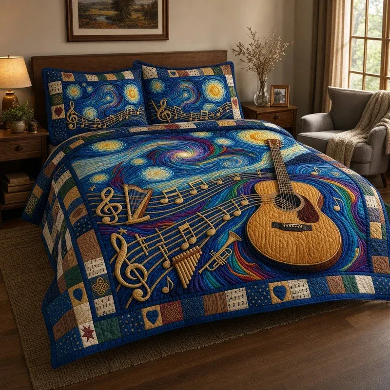 Starry Night Strum Bamboo Quilt Bedding Set