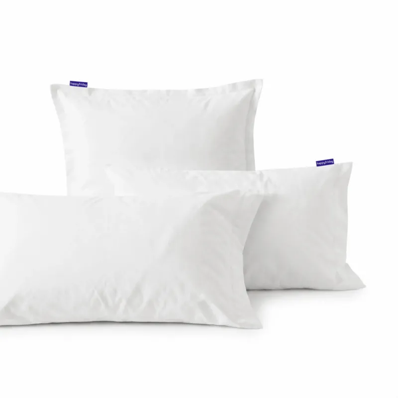 Basic percal Funda de almohada Blanco
