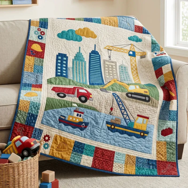 Tiny Transport Bamboo Quilt Blanket