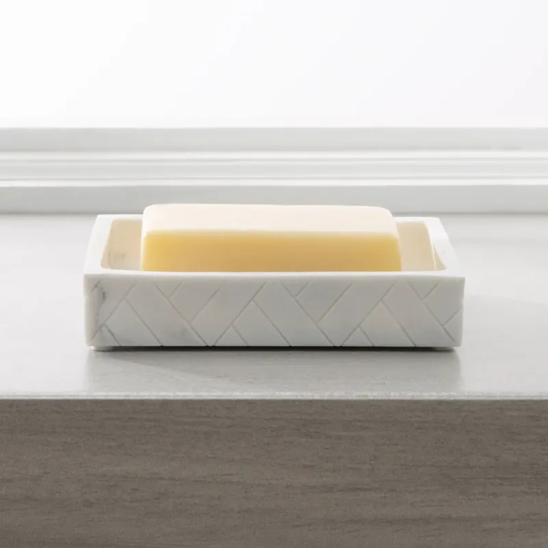 Tripoli Herringbone Marble Soap Dish