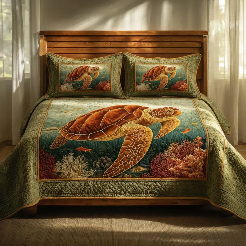 Turtle Paradise Bamboo Quilt Bedding Set