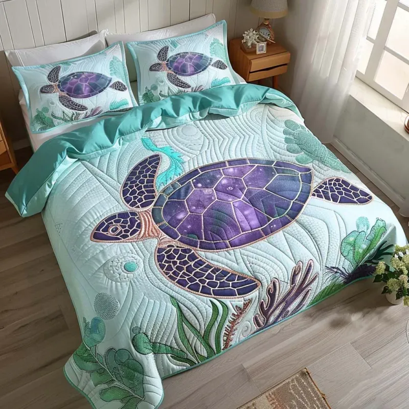 Turtle Quiet Adventure Bamboo Quilt Bedding Set