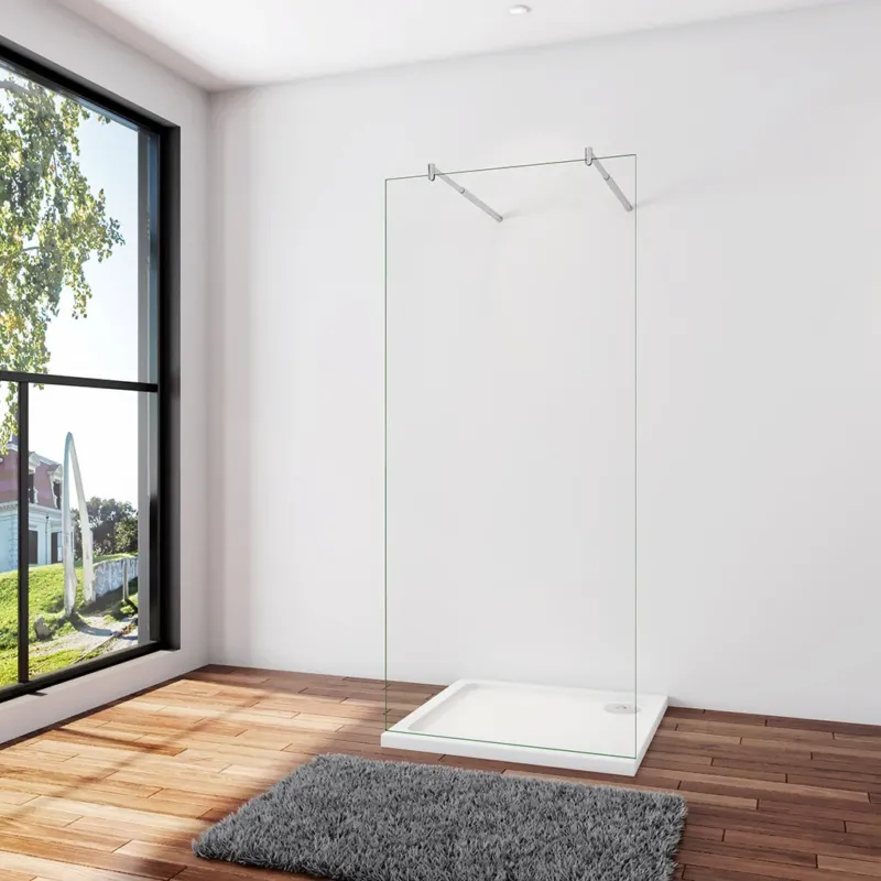 Walk In Duschtrennwand 157.7 x H.200 cm 8mm NANO Glas Stabistange 70-120cm Duschhaus