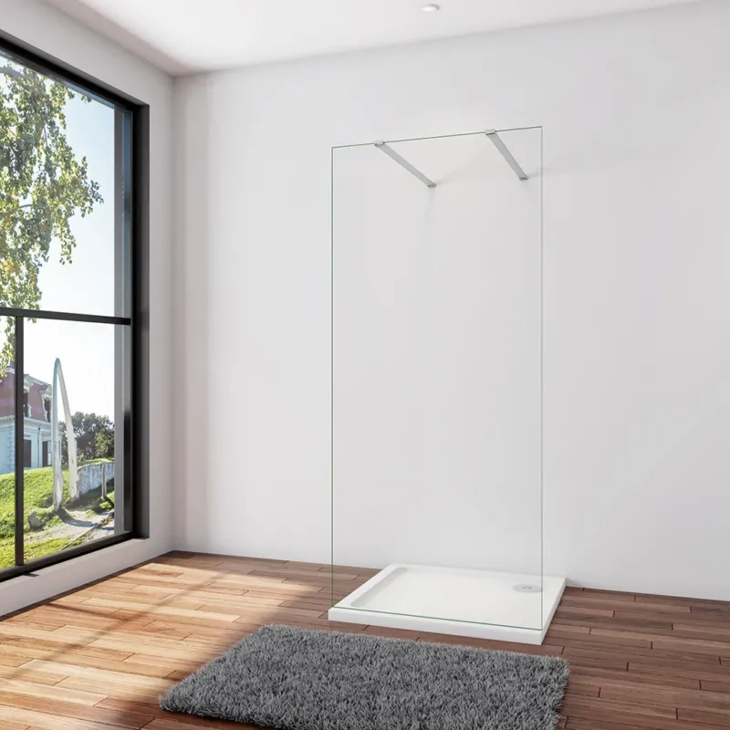 Duschabtrennung Duschwand 47.7 cm 8mm NANO Glas Stabistange 90 cm Duschhaus