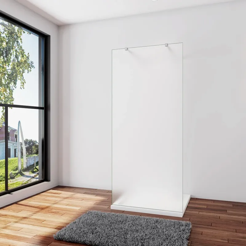 Duschkabine Duschwand 67.7 x H.200 cm 10mm Glas mit Glasschutzfolie Stabistange 73-120 cm Duschhaus