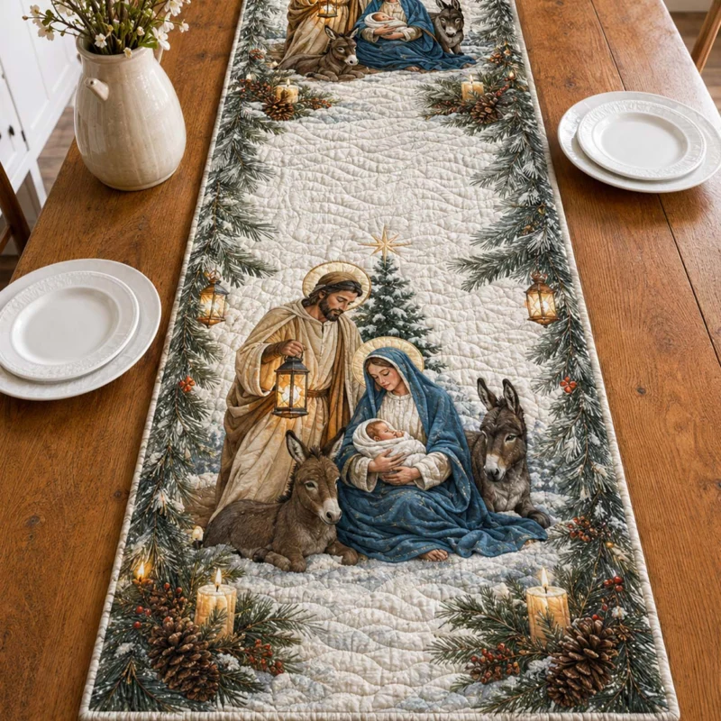 Winter Manger Blessing Quilt Table Runner
