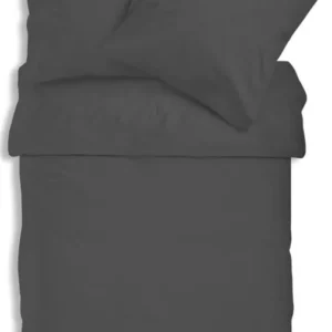 One Home Uni Renforce Bettwäsche Baumwolle mit Reißverschluss anthrazit 135x200 cm